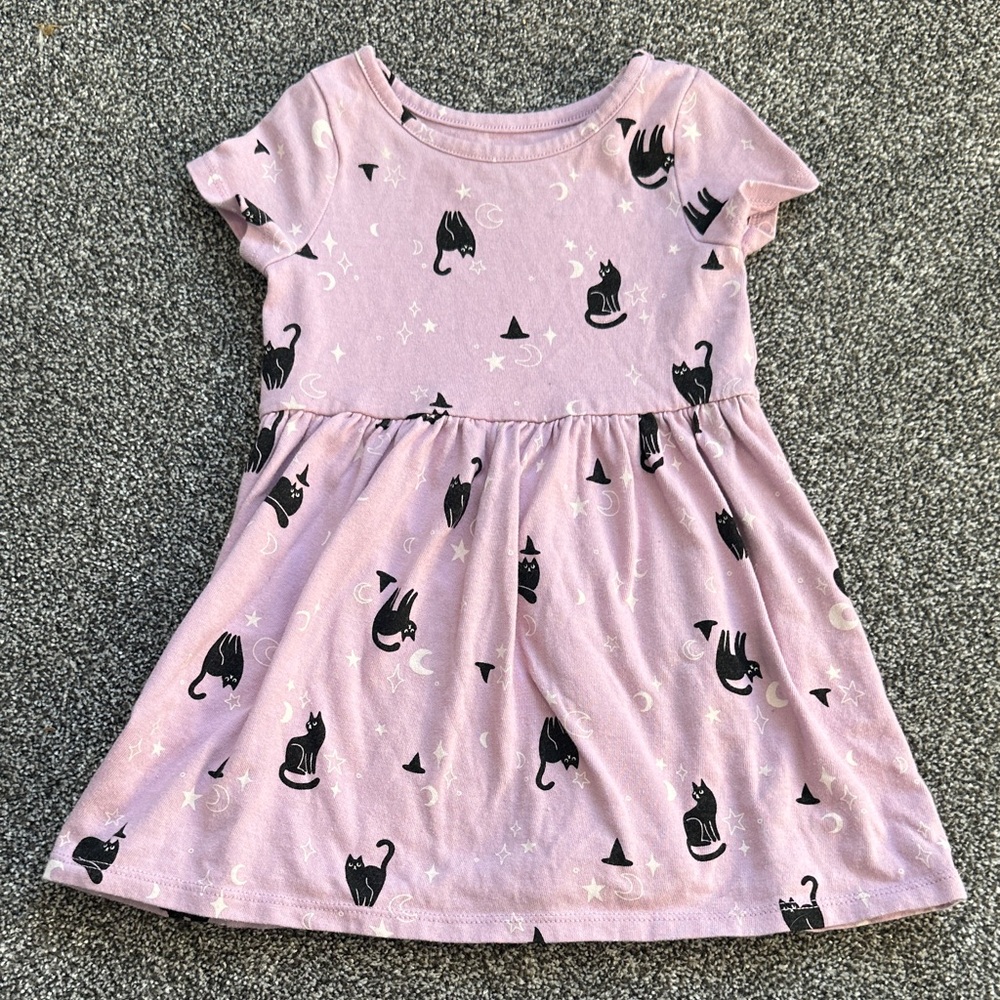 Cat & Jack Light Pink Dress with Black Cat Print